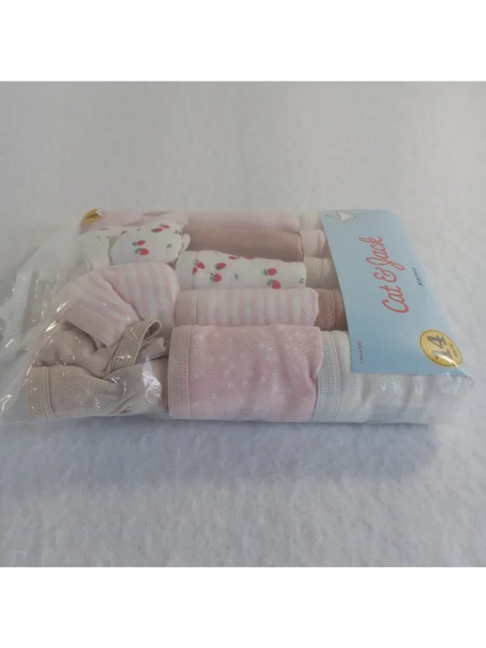 Cat & Jack Girls' Size 8 Bikinis Underwear 14-Pack Cotton Pink White Strawberry